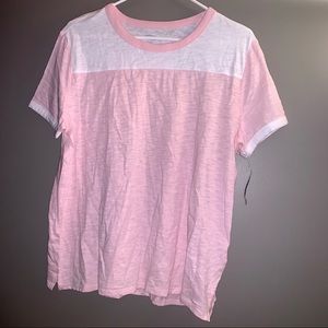 Old Navy Pink and White Boyfriend Tee